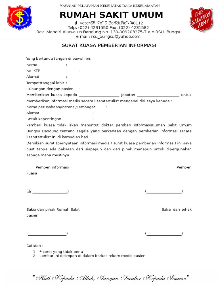 Surat Kuasa Pemberian Informasi Medis