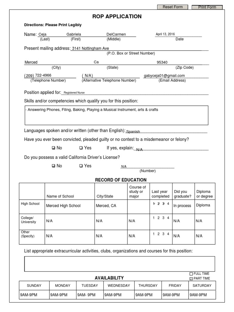 ROP Application Form Template | PDF | Violence | Business