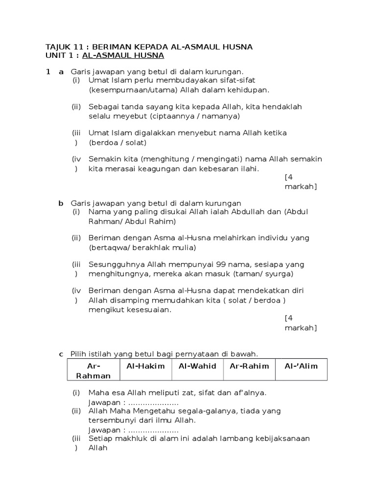 Soalan Ting 2 Akidah Pdf