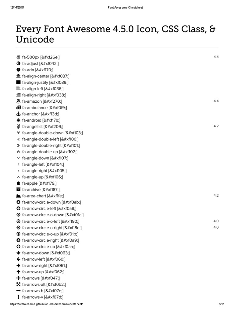Font Awesome Cheatsheet | PDF | Typography | Text