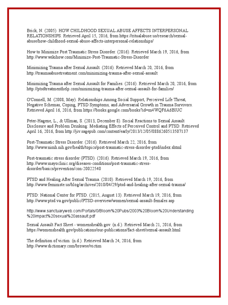 Impact of Childhood Sexual Abuse on Relationships | PDF | Social ...