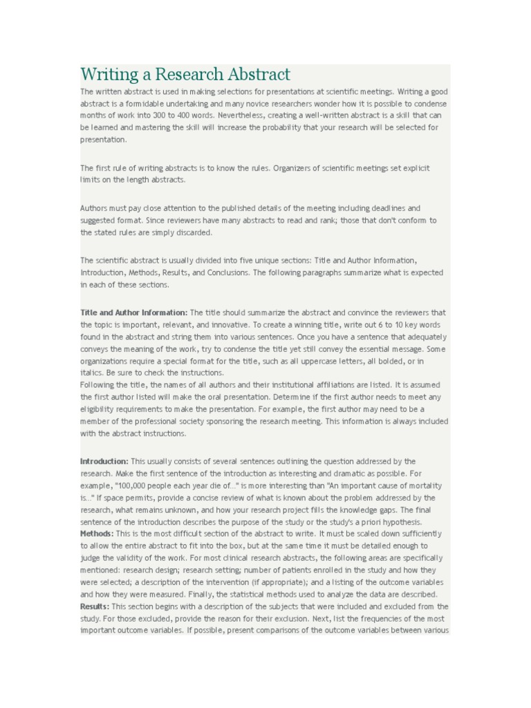 Crafting Effective Research Abstracts | PDF | Abstract (Summary) | Thesis