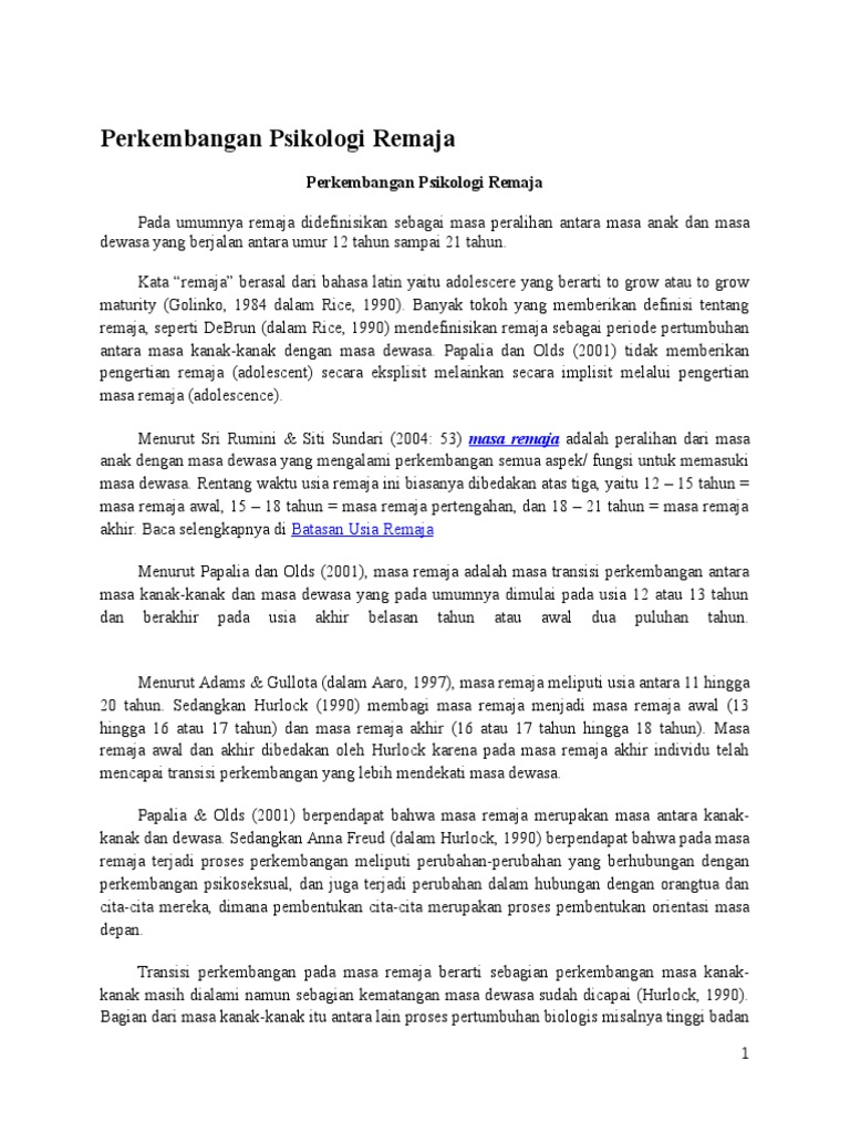 Perkembangan Psikolog Remaja Pdf