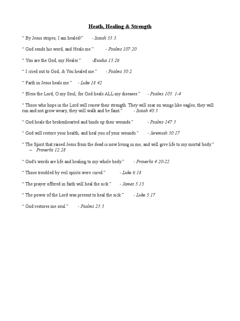 Biblical Healing Verses Collection | PDF | Religion & Spirituality