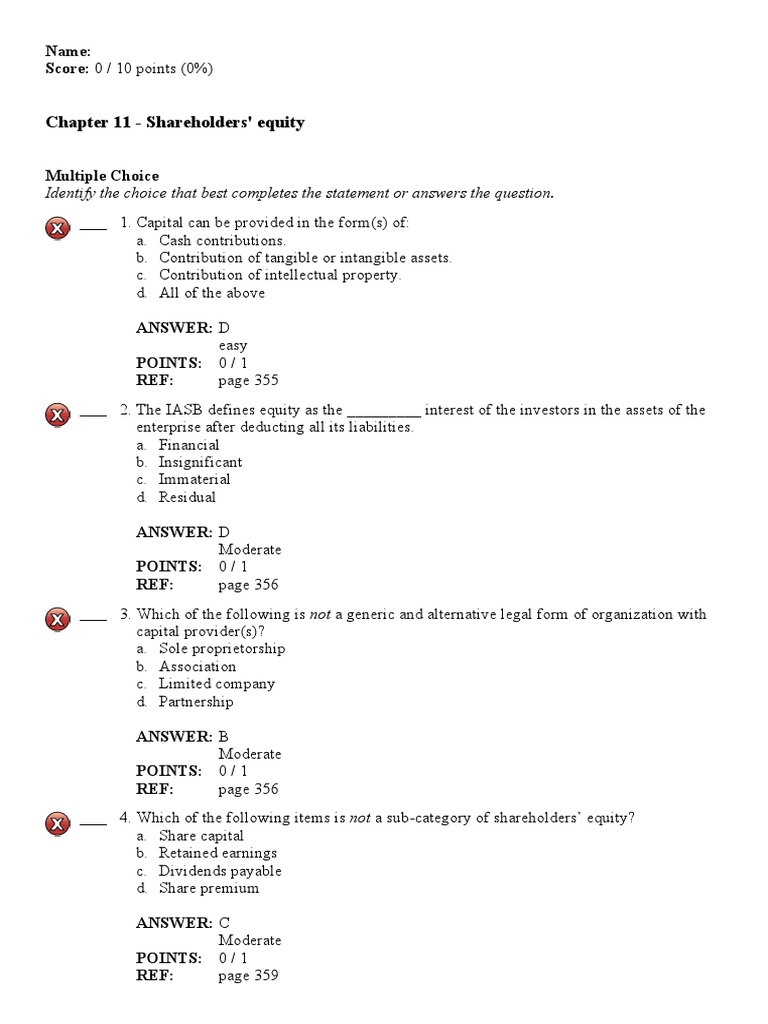 Chapter 11 Shareholders Equity Pdf
