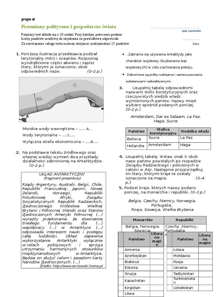 Globalna Gospodarka Sprawdzian Oblicza Geografii