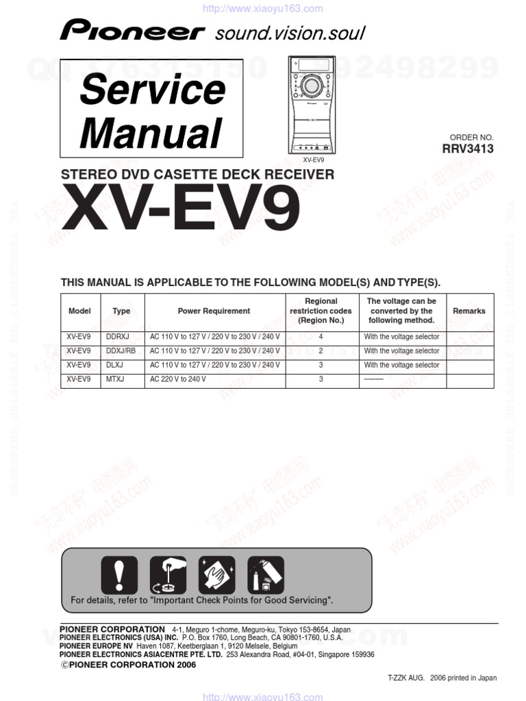 Pioneer Xv-Ev9 Service Manual Rrv3413 | PDF | Compact Disc | Sound.