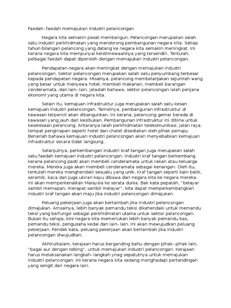 Faedah Sektor Pelancongan Pdf
