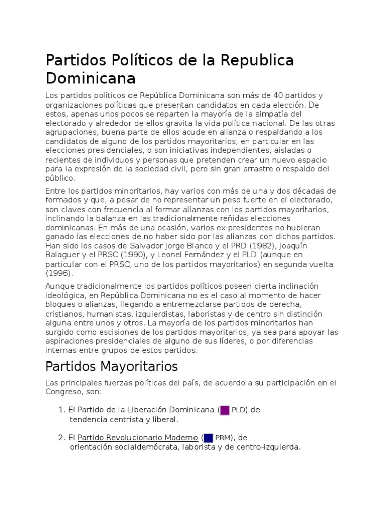 Partidos Políticos de La Republica Dominicana PDF República