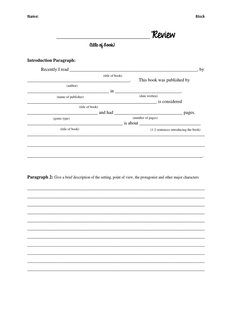 Book Review Template for Students | PDF | Language Arts & Discipline ...