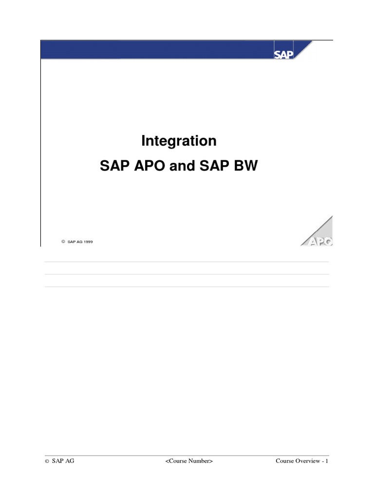 Integration of Sap Apo and Sap BW PDF Ibm Db2 Information