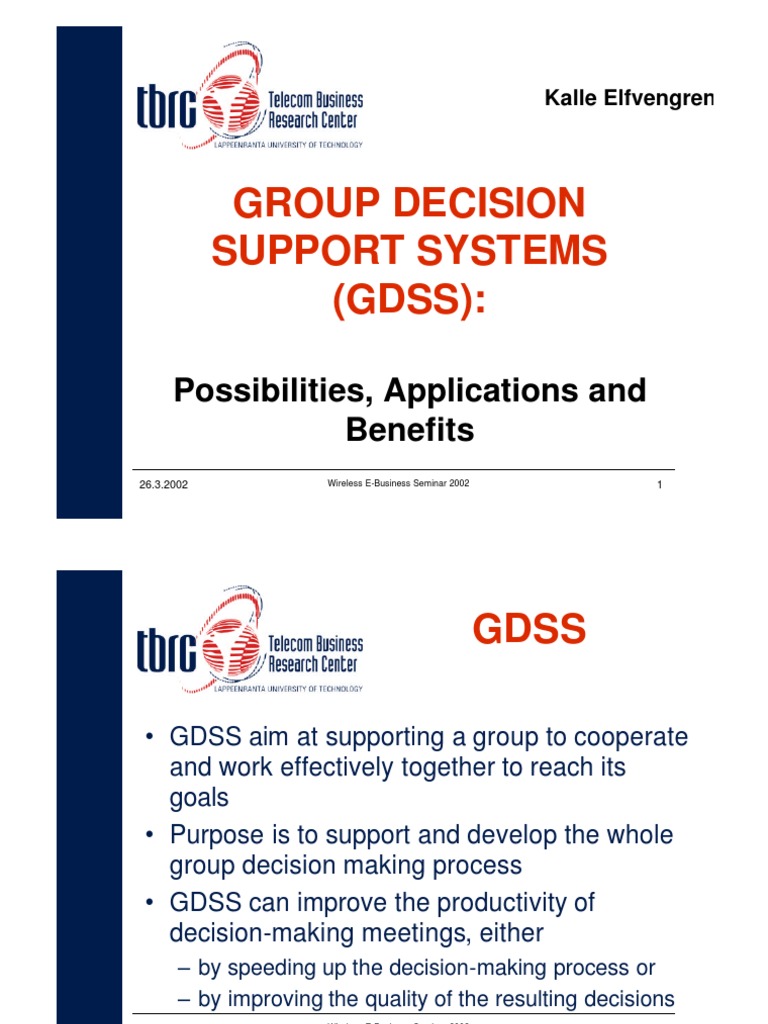Benefits of Group Decision Support Systems | PDF | Brainstorming ...