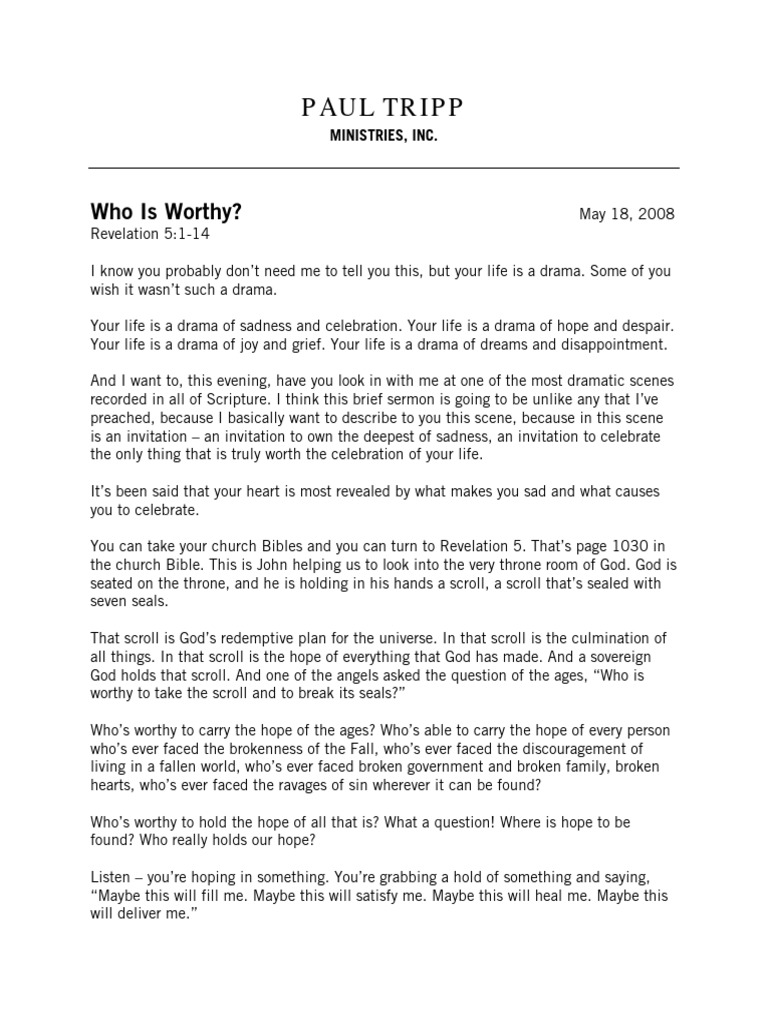 Sermon Transcript Who Is Worthy | PDF | Abrahamic Religions | Religious ...