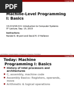 Machine-Level Programming I: Basics: 15-213/18-213: Introduction To Computer Systems 5 Lecture, Sep. 15, 2015