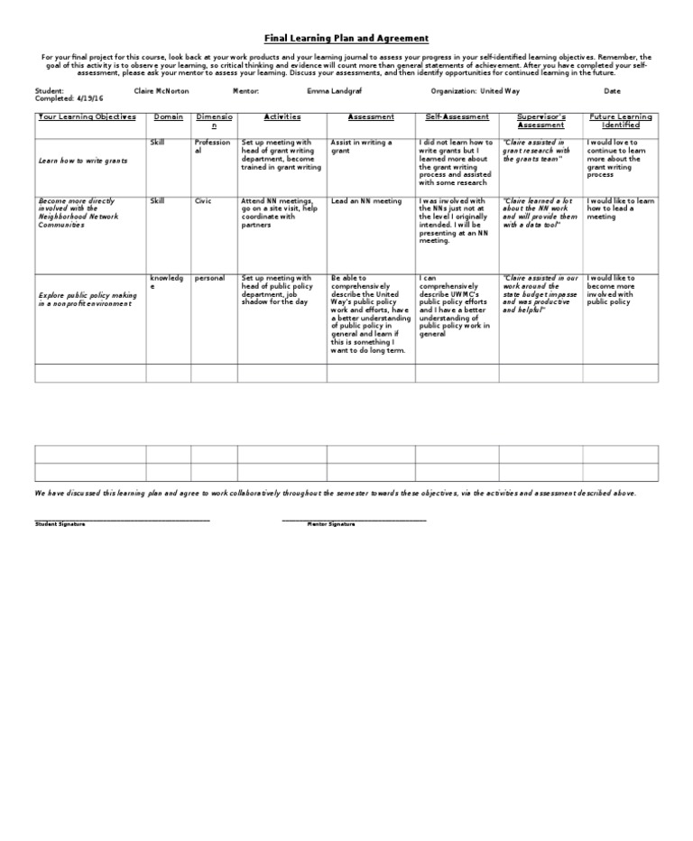 Finallearning Plan | PDF