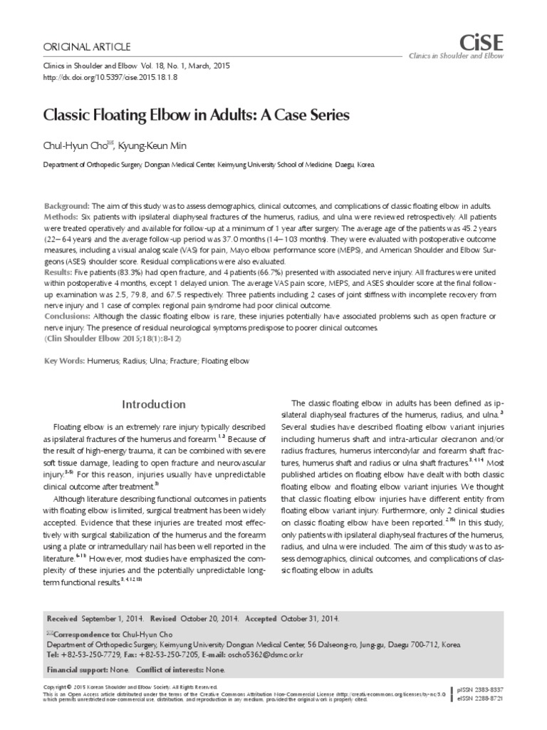 Classic Floating Elbow in Adults A Case Series (CiSE 2015) Elbow