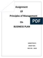 Assignment of Principles of Management On Business Plan: Submitted By:-Sanjoy Seal ROLL NO.: - 18103