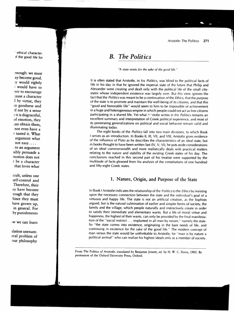 Aristotle PDF The Politics PDF Forms Of Government Virtue
