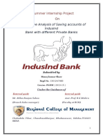 Comparative Analysis of Saving Accounts of Indusind Bank With Different Private Banks