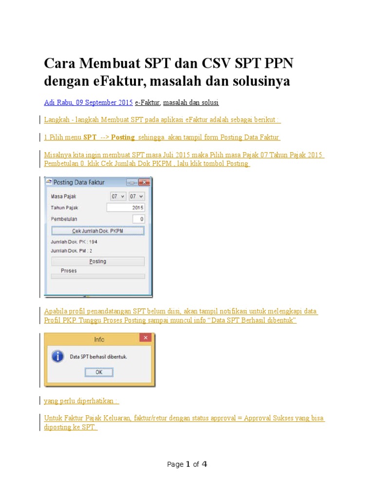 Panduan SPT PPN dengan e-Faktur | PDF