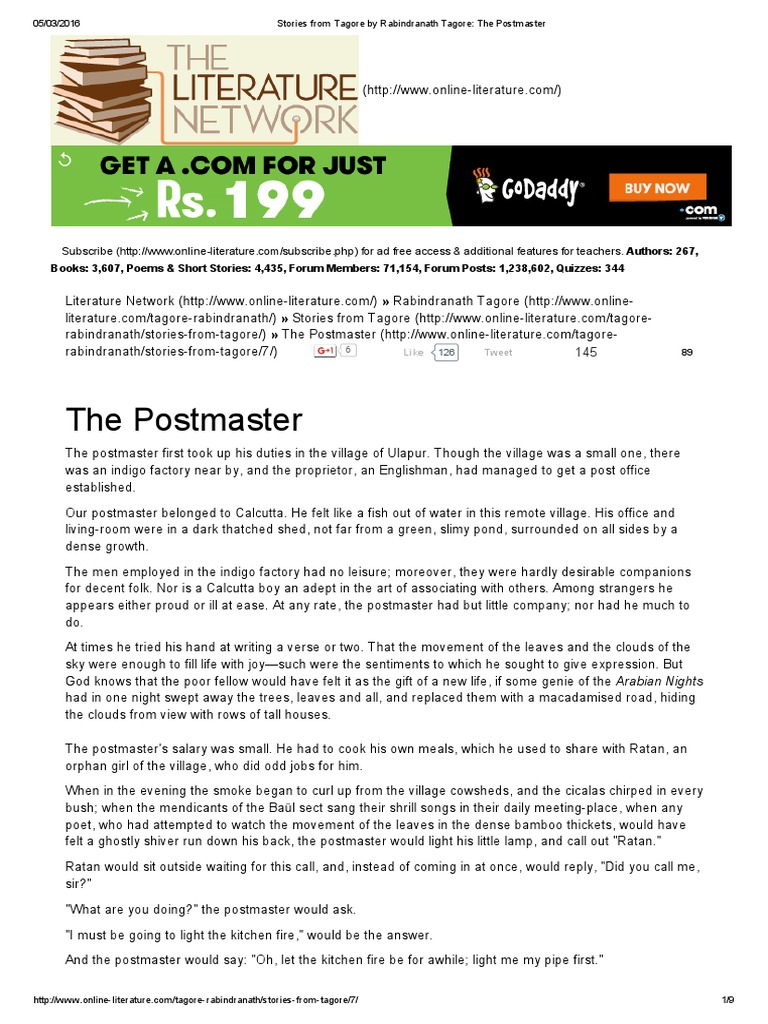 Postmaster By Rabindranath Tagore In Bengali Pdf – HGCGXU
