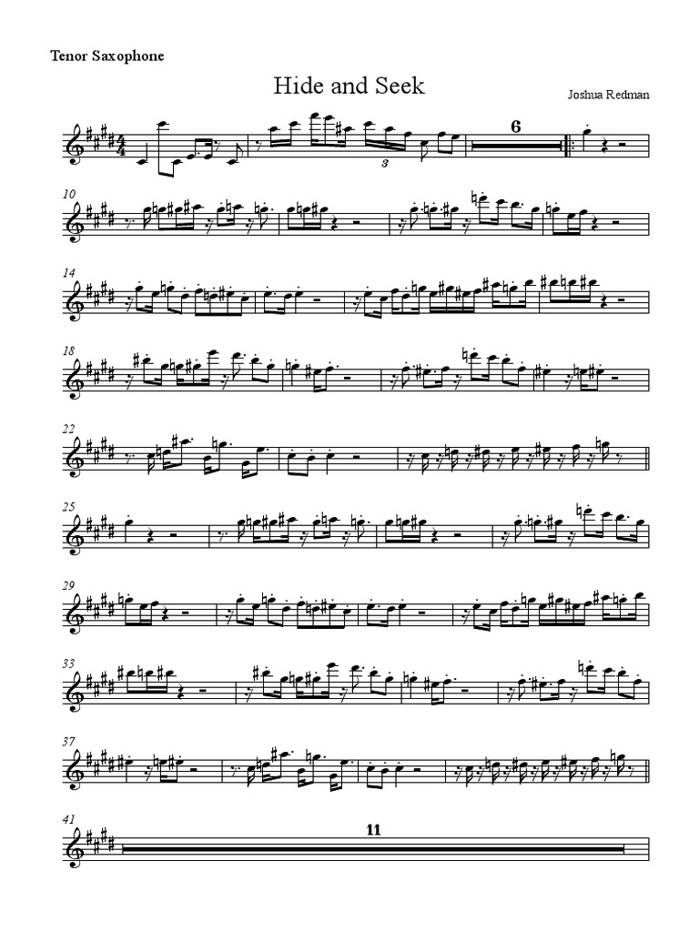 Hide and Seek Sheet music for Flute, Saxophone alto, Saxophone tenor,  Saxophone baritone & more instruments (Mixed Ensemble)