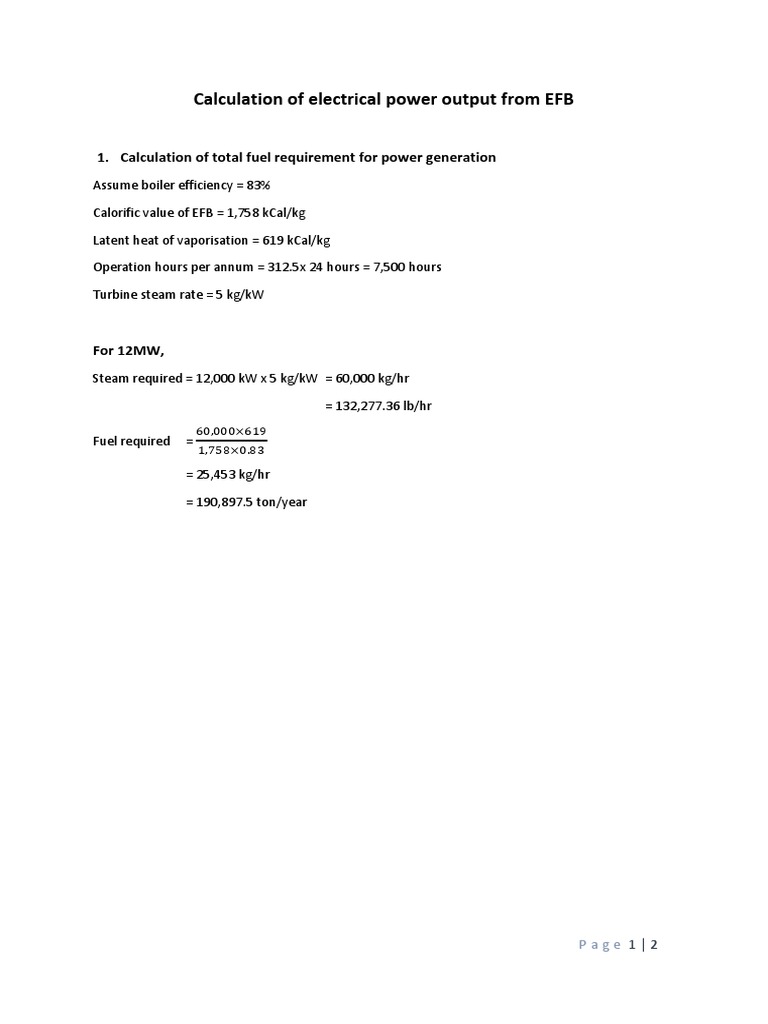 EFB Power Output Calculation Guide | PDF