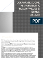 Corporate Social Responsibility, Human Values & Ethics (MS 208)