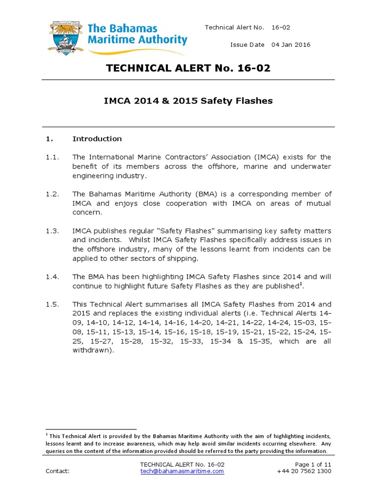16 02 IMCA Safety Flashes 2014 and 2015 | PDF | Underwater Diving ...