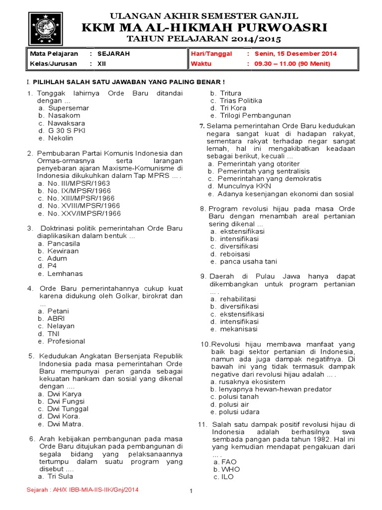 Soal Sejarah Xii PDF