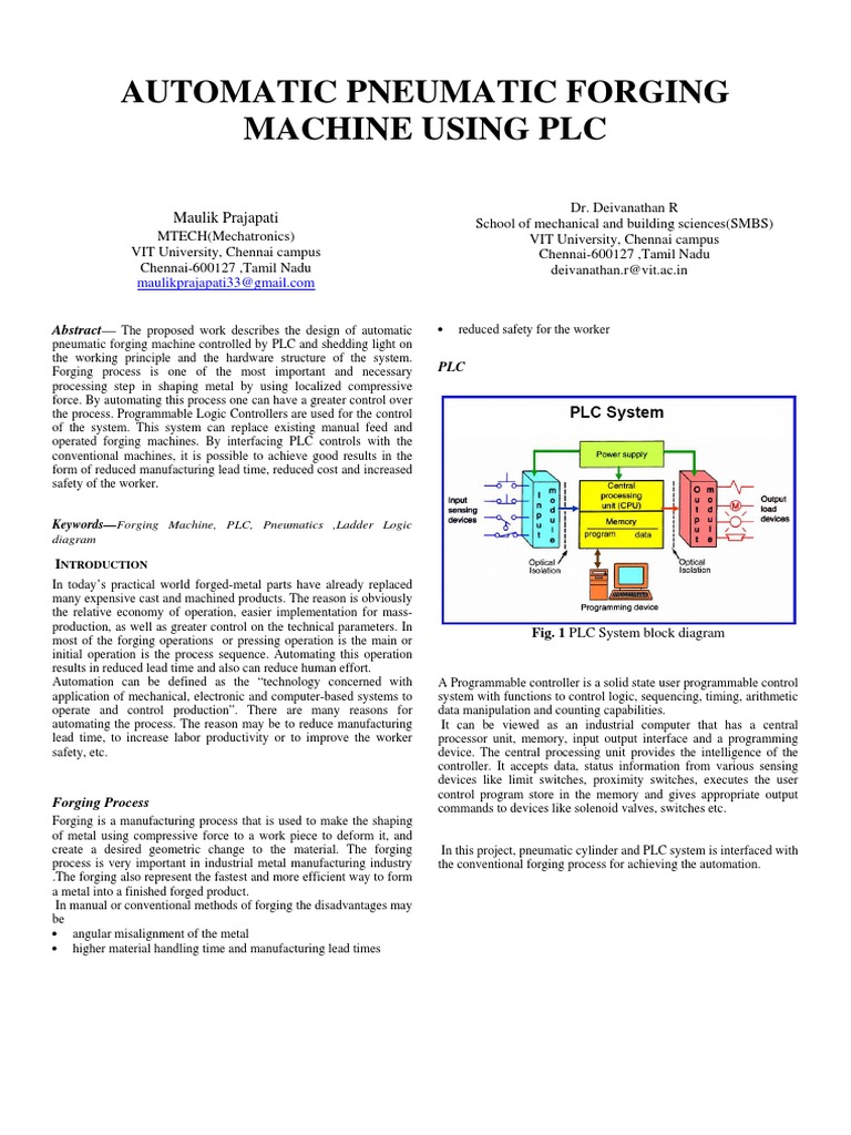 PLC-Controlled Pneumatic Forging Machine | PDF | Programmable Logic ...