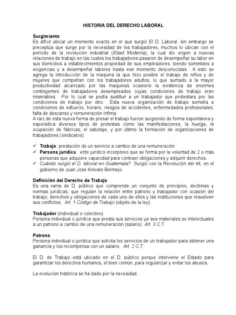 Historia del Derecho Laboral en Guatemala | PDF | Derecho laboral | Virtud