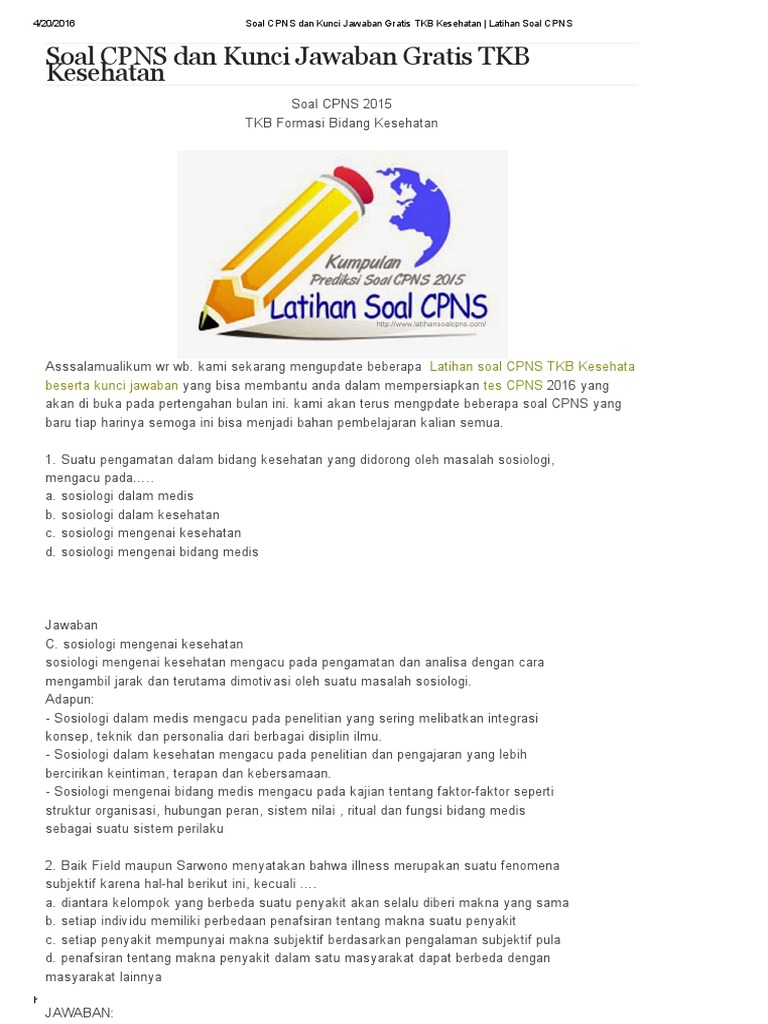 Contoh Soal Cpns Untuk Tenaga Kesehatan Contoh Soal Terbaru Contoh Soal Cpns Untuk Tenaga Kesehatan Contoh Soal Terbaru