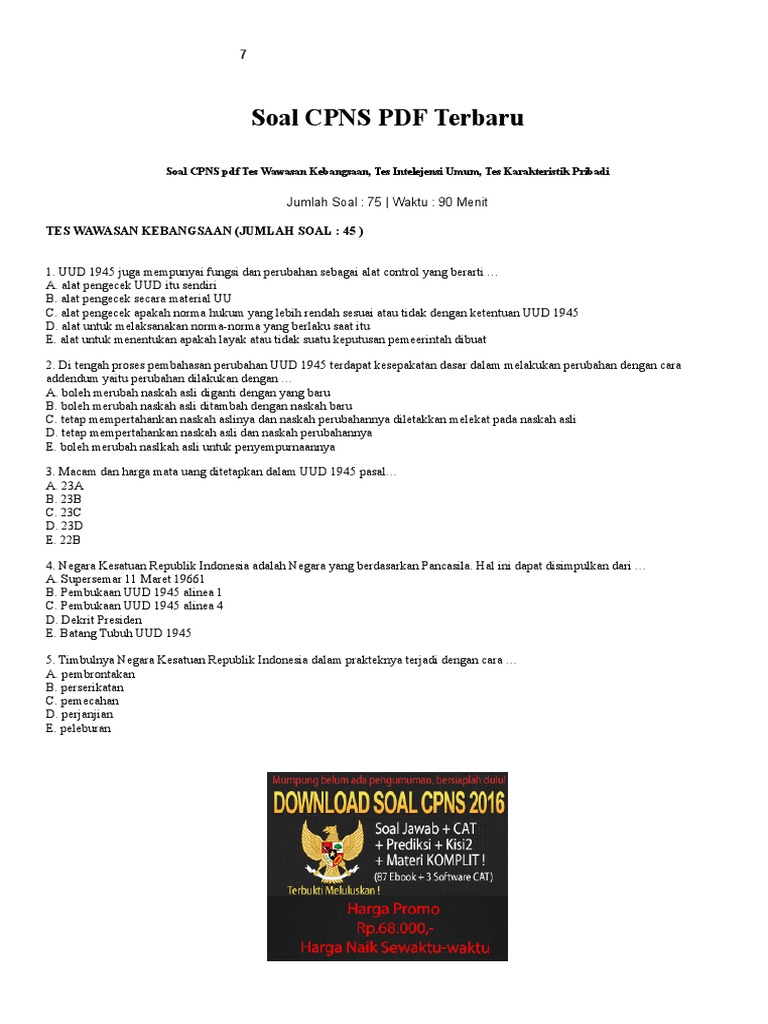 Contoh  Soal  Tes  Wawasan  Kebangsaan  Twk Pdf  Info Akurat  Contoh  Soal  Tes  Wawasan  Kebangsaan  Twk Pdf  Info Akurat