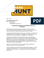 Teamsters Affiliate Endorses Hunt