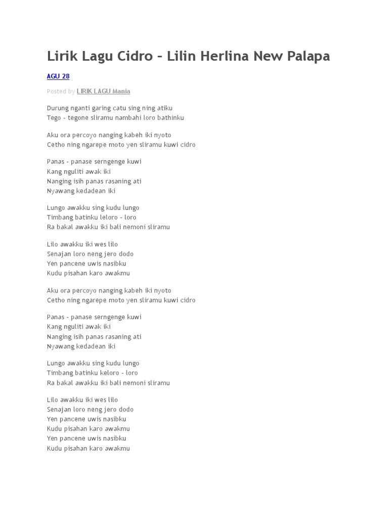 Lirik Lagu Cidro