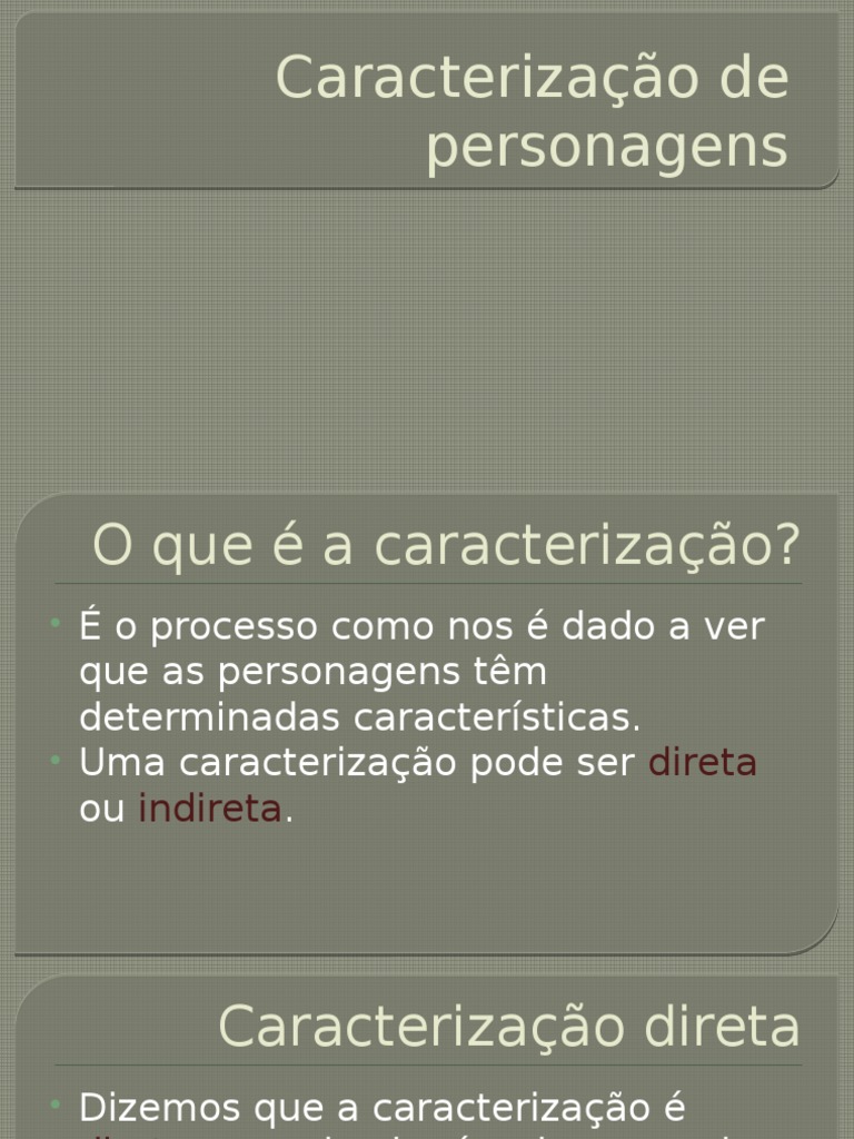 Caracterização de Personagens Caract Direta e Indireta | PDF