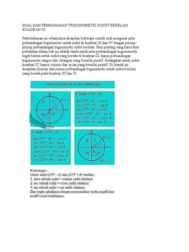 3 Soal Dan Pembahasan Trigonometri Sudut Berelasi