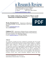 The Validity of Herzberg’s Dual-Factor Theory on Job Satisfaction of Political Marketers