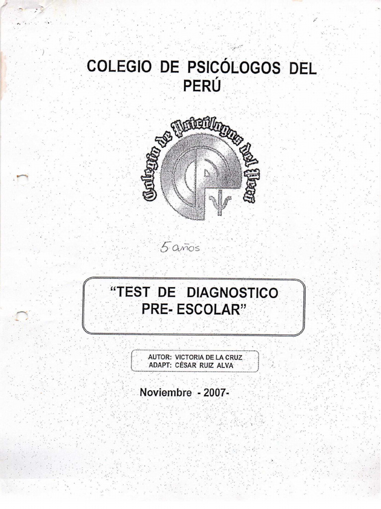 Test de Diagnóstico Pre-Escolar | PDF