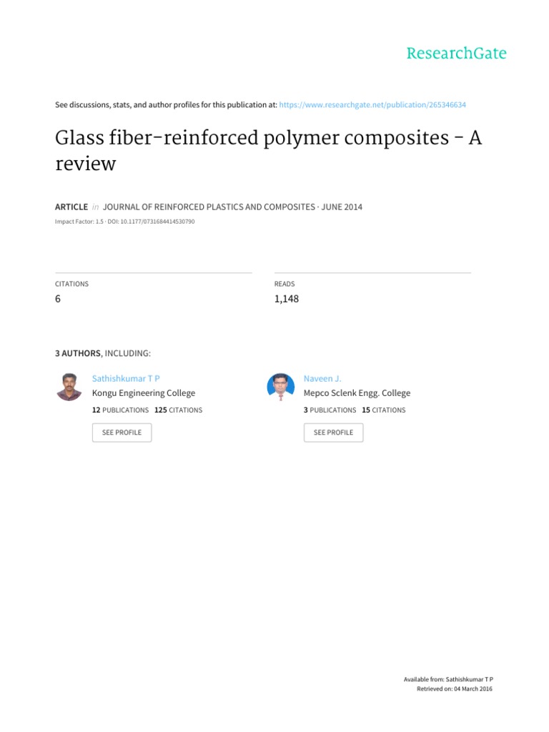 Glass Fiber-Reinforced Polymer Review | PDF | Composite Material ...