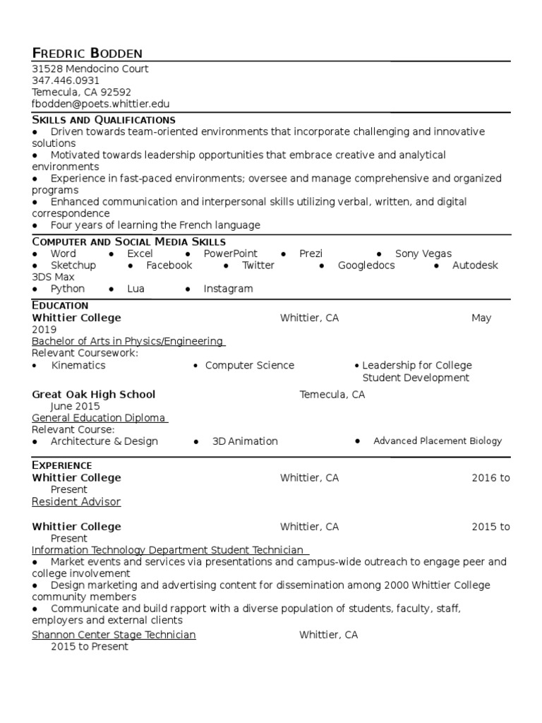 Fbodden Initial Resume | PDF