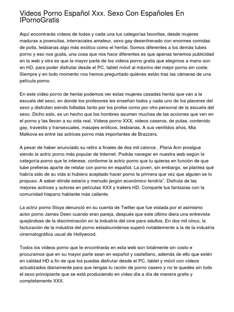 Videos Porno Español Xxx. Sexo Con Españoles en IPornoGratis | PDF