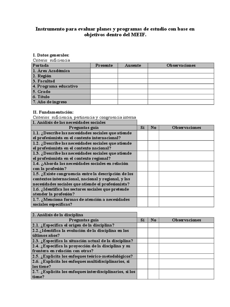 Evaluación de Programas Educativos MEIF | PDF | Maestros | Plan de estudios