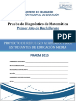 Prueba de Diagnóstico - Matemática - Primer Año Bachillerato - PRAEM 2015