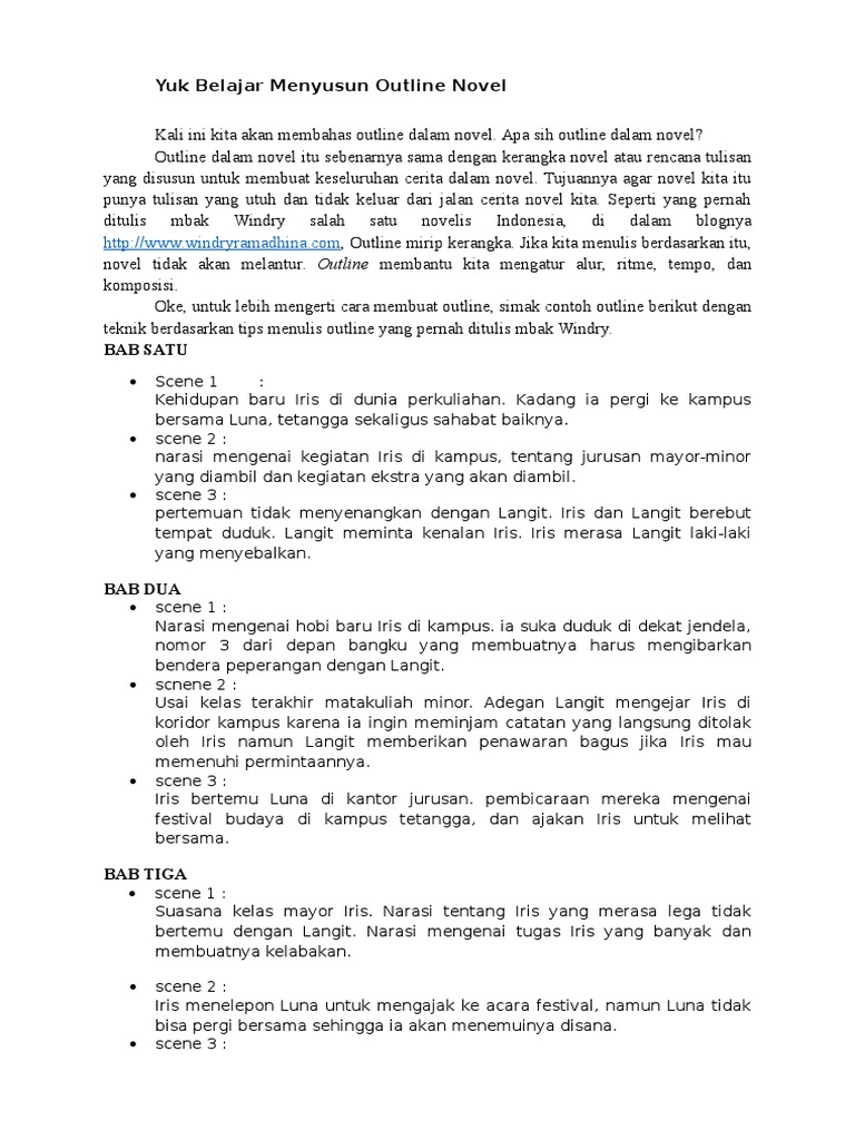 Contoh Outline Novel