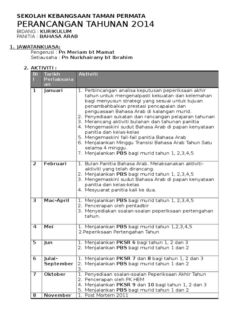 Perancangan Panitia Bahasa Arab Pdf
