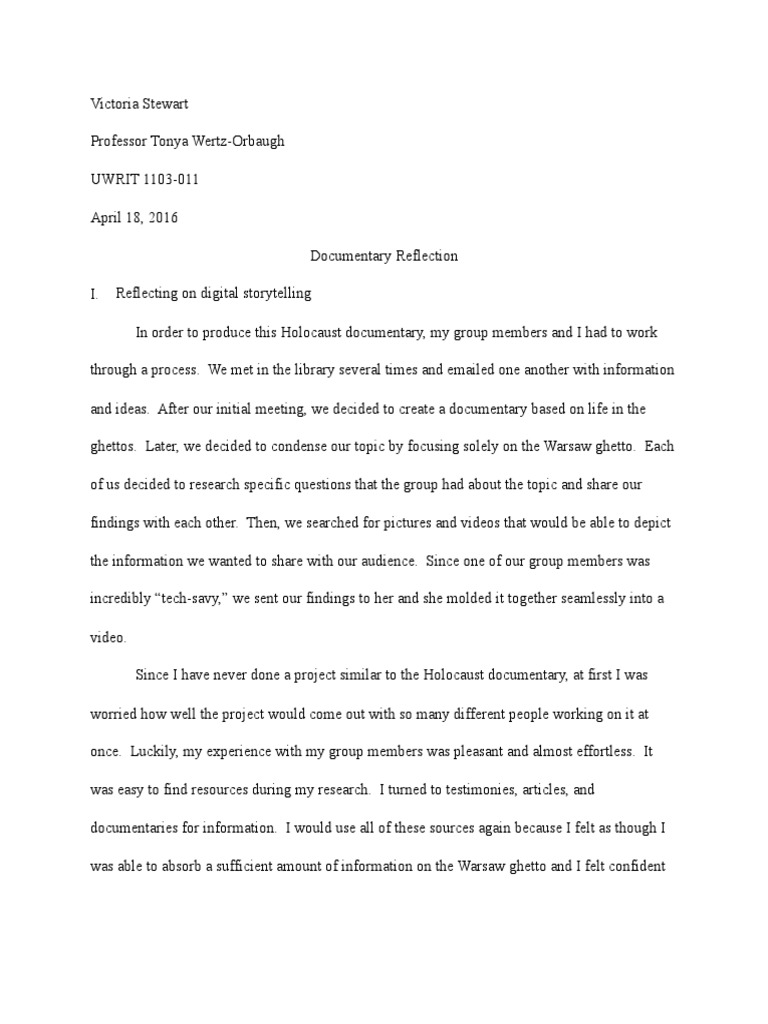 Documentary Reflection Pdf Documentary Film Communication