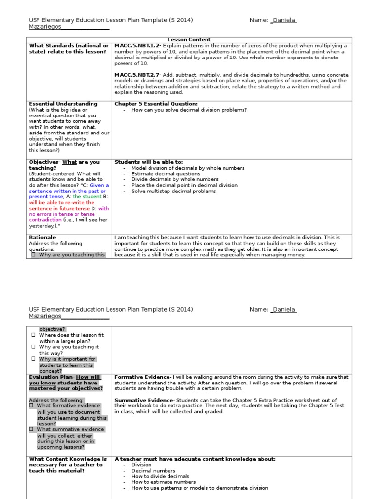 Chapter 5 Review Lesson Plan | PDF | Lesson Plan | Education Theory