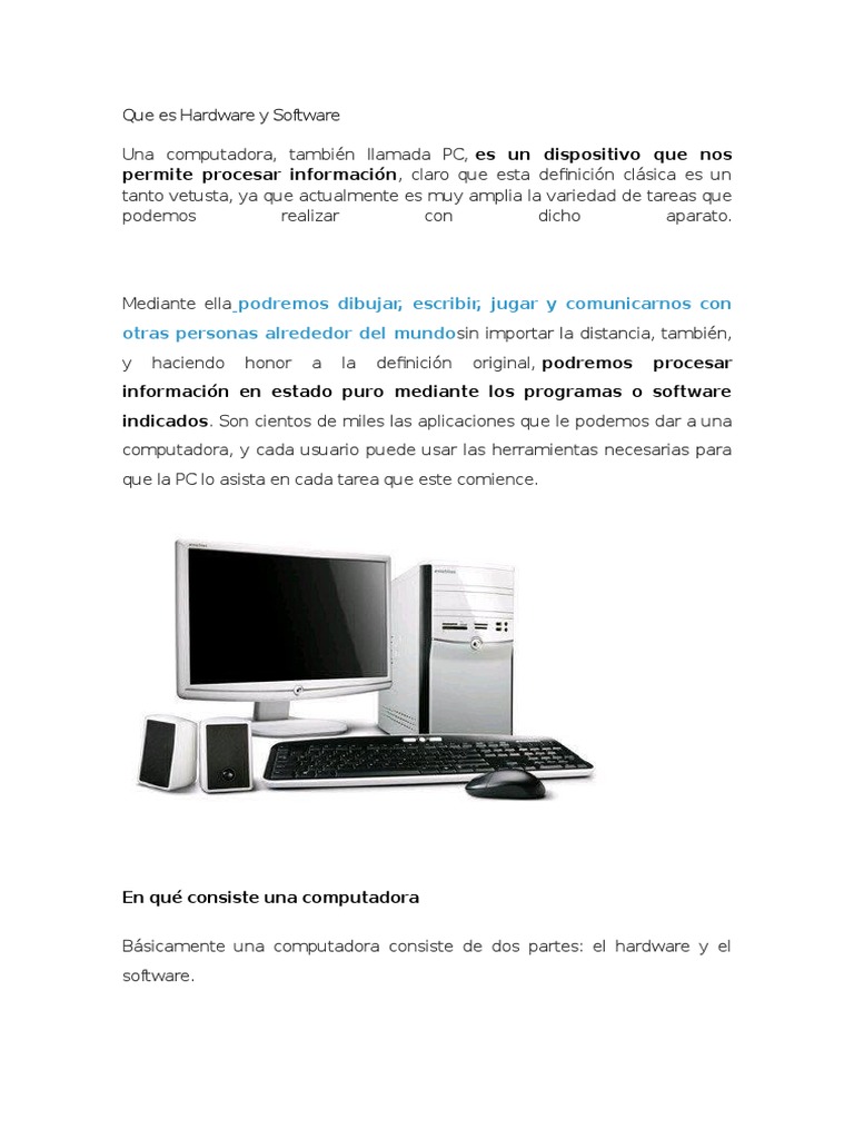 Hardware y Software | PDF | Hardware de la computadora | Sistema operativo